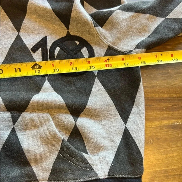 10.Deep Pattern Diamond Zip Up Sweater Hoodie Black Gray Streetwear Small - Picture 9 of 11